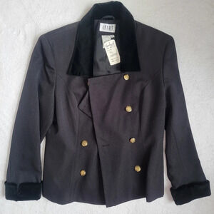 NWT Vintage Apart Impressions Double Button Velvet Trim Jacket Blazer Spiegel 8